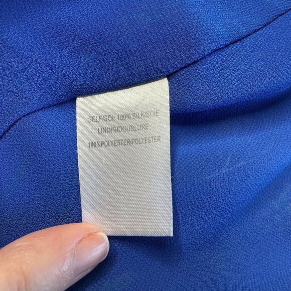 Tanya Taylor Blue Silk Wrap Dress Ruffle Hem Madelena Size 8 - Picture 8 of 8